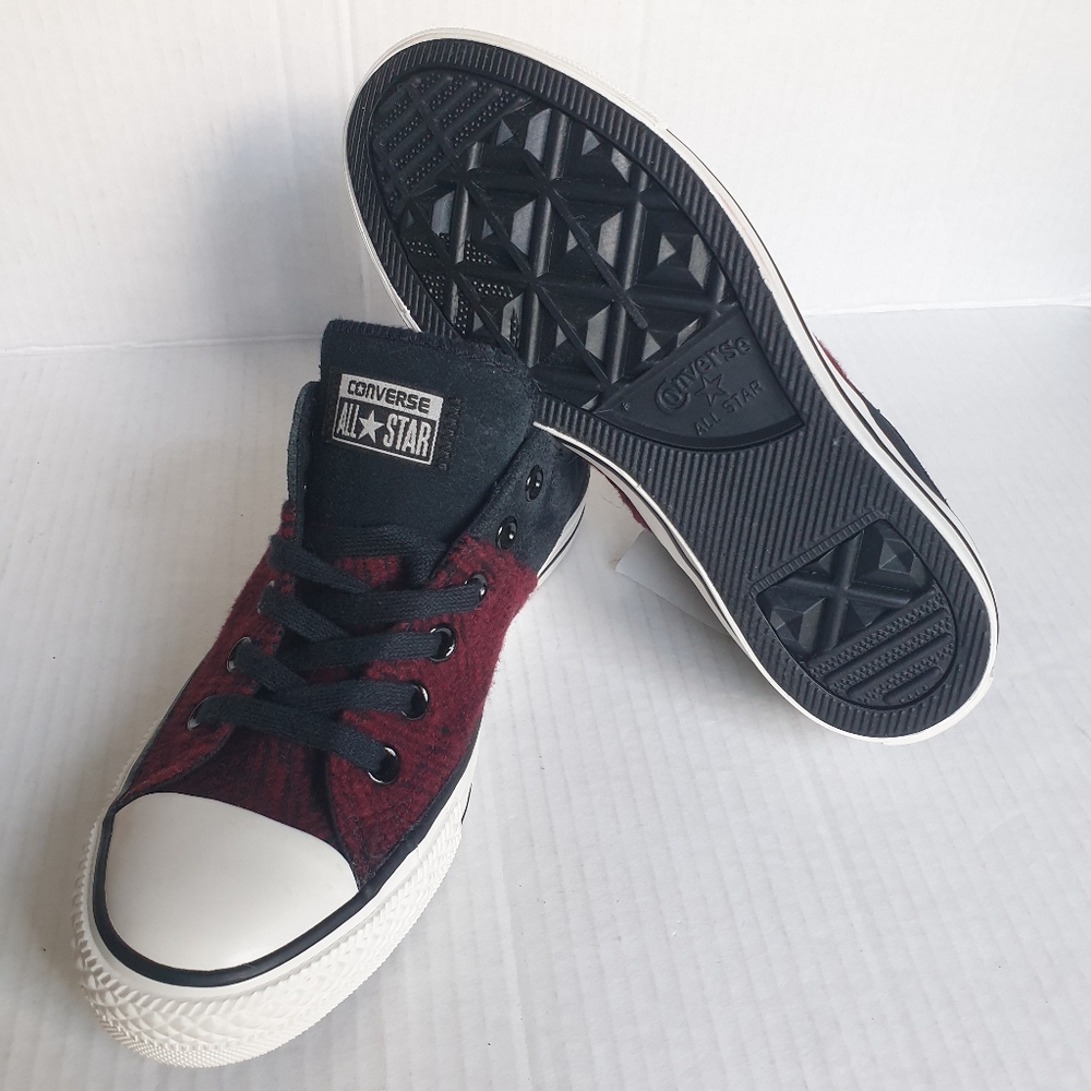 Converse Wm's Madison Low Top Sneakers w/ Black Suede & Chevron Burgundy Sz 7 - Picture 6 of 16